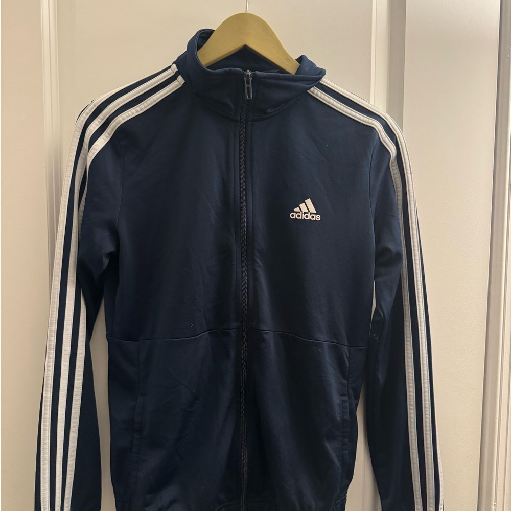 Adidas 3-Stripe Track Jacket Size S — Navy / White